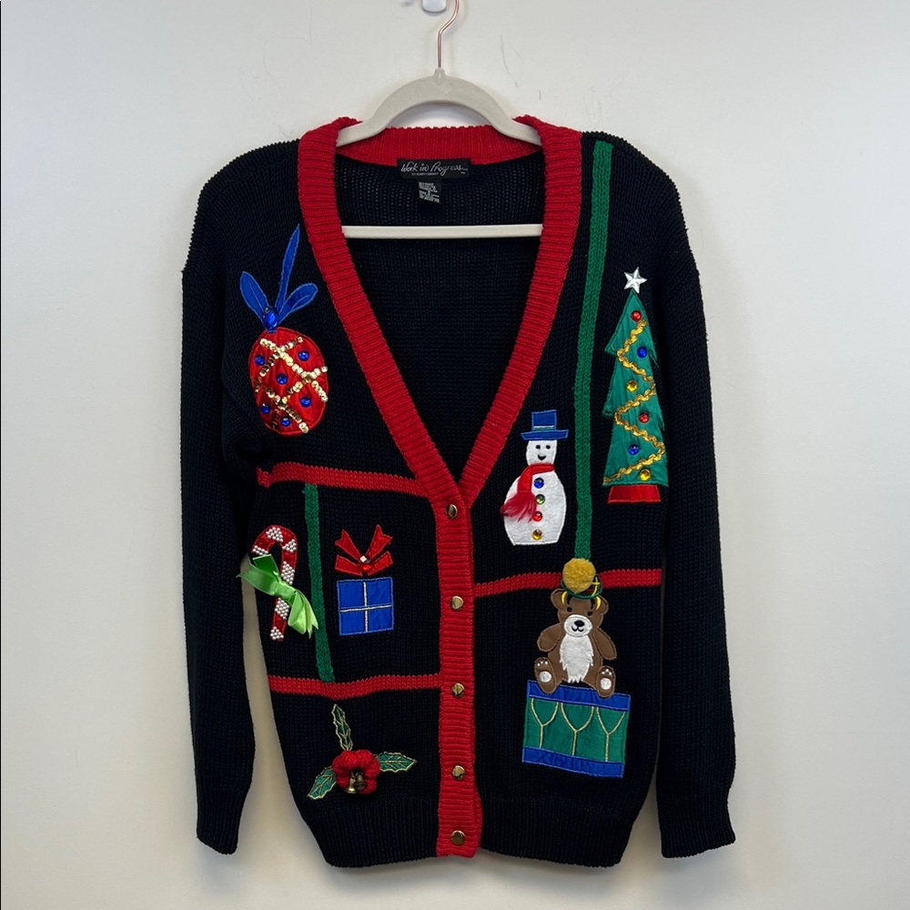 Work in Progress Women's Christmas Holiday Decorative Cardigan Size Small
